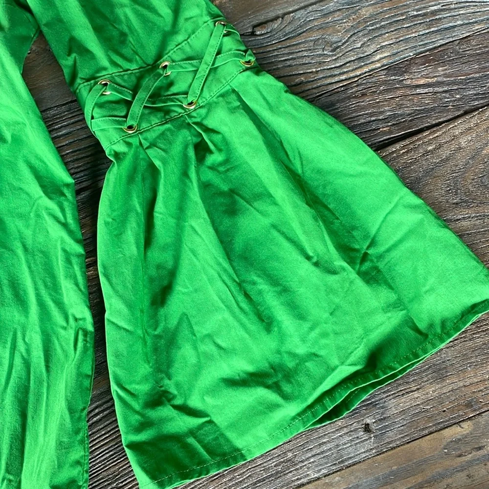 Michael Kors green cotton bell sleeved blouse EUC Size XS - Picture 3 of 10